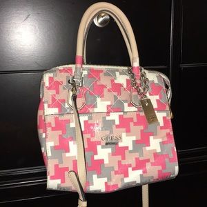 Salmon, Gray, & White Guess Purse